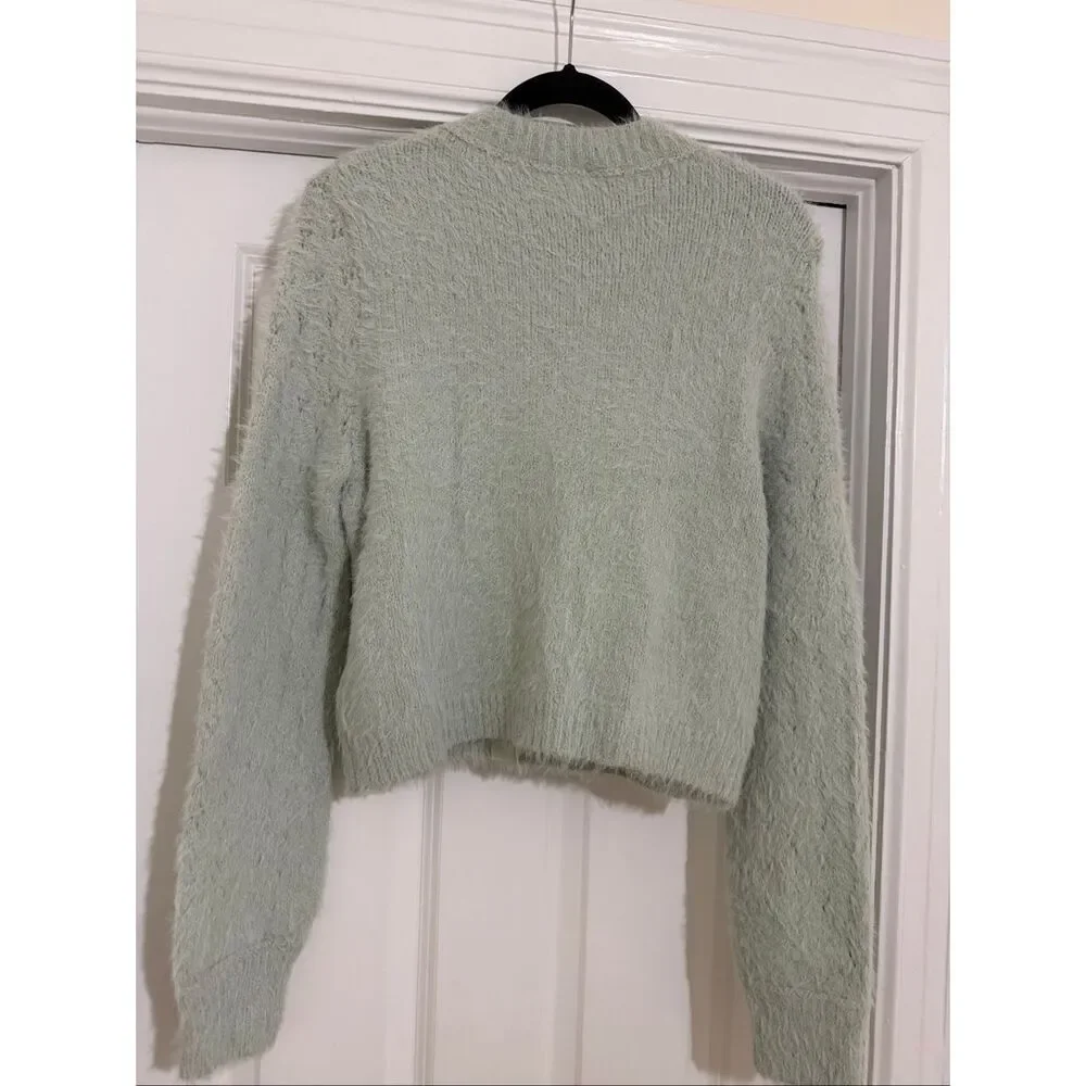 FREE PROPLE Celeste Women's Fuzzy Cardigan Sweater Seafoam -Green
